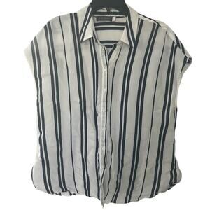 Mint Velvet Women’s Classic Navy Striped Sleeveless Button-Down Shirt
